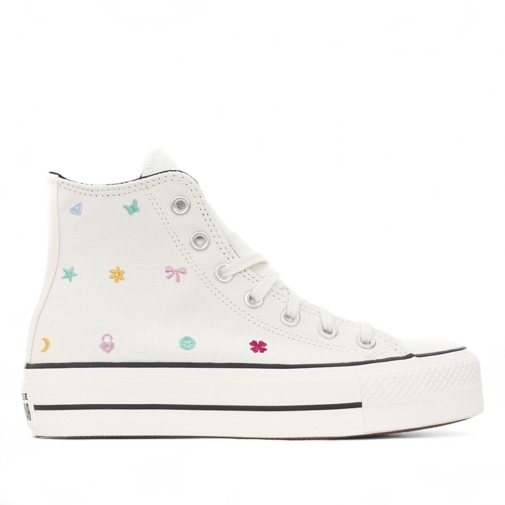 New! Chuck Taylor Converse All Star Lift Platform Embroidered Doodles Size 8.5